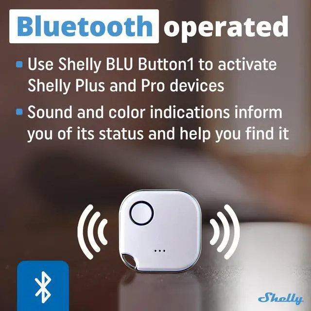 Alt view image 2 of 7 - Shelly BLU Button1 | Bluetooth-Operated Action and Scenes Activation Button | iOS Android App | No Hub Required | Long Battery Life | LED Indication | Buzzer | Broad Range | Home Automation | White