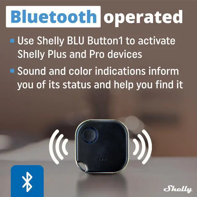 Alt view image 2 of 7 - Shelly BLU Button1 | Bluetooth-Operated Action and Scenes Activation Button | iOS Android App | No Hub Required | Long Battery Life | LED Indication | Buzzer | Broad Range | Home Automation | Black