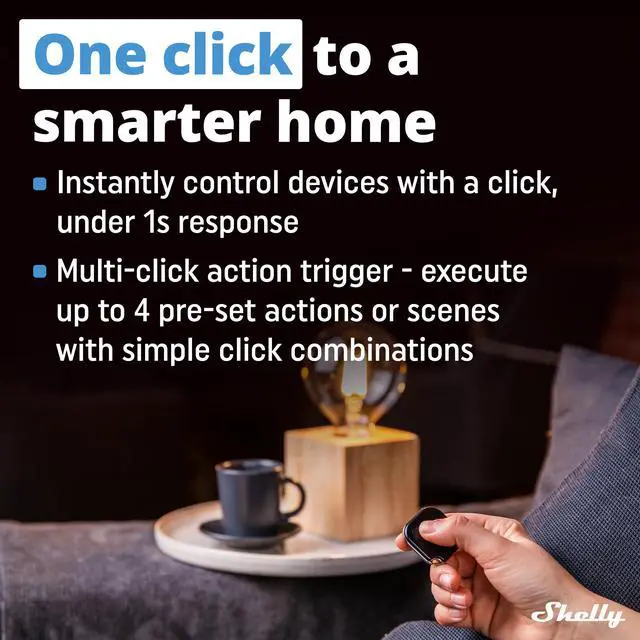 Alt view image 3 of 7 - Shelly BLU Button1 | Bluetooth-Operated Action and Scenes Activation Button | iOS Android App | No Hub Required | Long Battery Life | LED Indication | Buzzer | Broad Range | Home Automation | Black