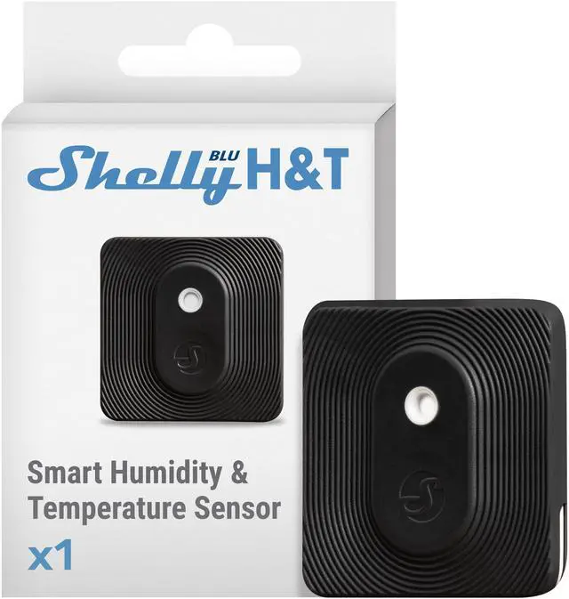 Main image of Shelly Blu H&T | Bluetooth Smart Temperature & Humidity Sensor with Remote App Control & Monitoring | Splash and dust-proof | Smart Scenes | Notification Alerts | Free Data Storage Export | Black