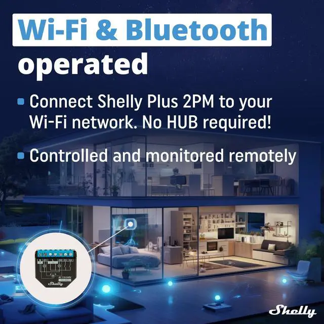 Alt view image 2 of 7 - Shelly Plus 2PM UL | WiFi & Bluetooth 2 Channels Smart Relay Switch | Power consumption supporting up to 10A per channel and 16A total current (18A peak) | Google Home & Alexa | iOS & Android App