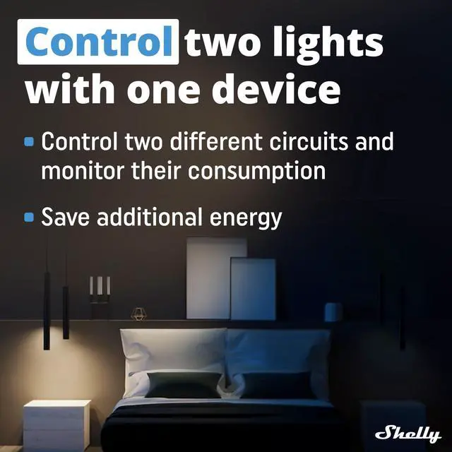 Alt view image 5 of 7 - Shelly Plus 2PM UL | WiFi & Bluetooth 2 Channels Smart Relay Switch | Power consumption supporting up to 10A per channel and 16A total current (18A peak) | Google Home & Alexa | iOS & Android App