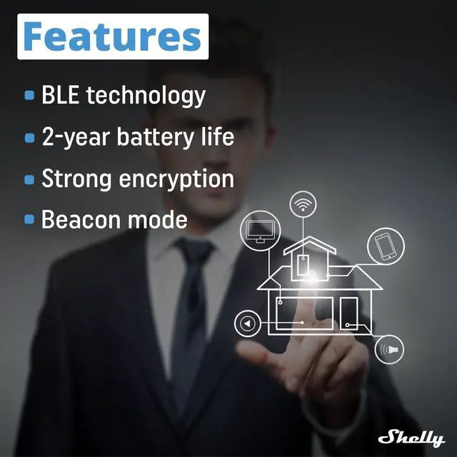 Alt view image 2 of 7 - Shelly BLU RC Button 4 | Smart four-button Bluetooth remote control interface | Scenes Activation | Magnetic Holder | Easy Control | Google Home & Alexa Compatibility | Home Automation