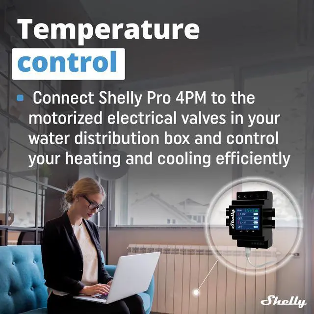 Alt view image 5 of 7 - Shelly Pro 4PM | Wi-Fi & LAN, 4-Channel Smart Relay | up to 40A | Power Metering | Compatible with Google Home & Alexa | iOS & Android App | Home Automation