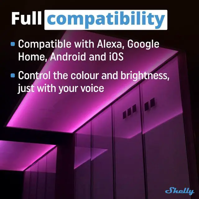 Alt view image 5 of 7 - Shelly RGBW2 |The smallest smart Wi-Fi solution for any LED strips | 12/24V AC/DC 12A up to 288W | RGBW | 4x single color LED strips or any LED dimmable lights | Compatible with Google Home & Alexa