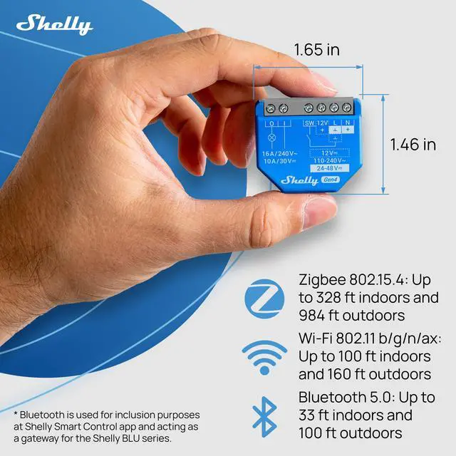 Alt view image 5 of 7 - Shelly 1 Gen4 | WiFi, Bluetooth & Zigbee Smart Relay Switch with Dry Contacts | 1-Channel 16A | Compatible with Google Home, Alexa & SmartThings | No Hub required | Home Automation
