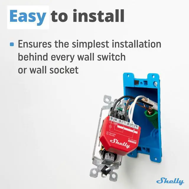 Alt view image 4 of 6 - Shelly Wave 1PM US LR UL | Z-Wave Long Range Smart Switch Relay, 1-Channel 15A with Power Metering | Compatible with iOS & Android App | Home Automation