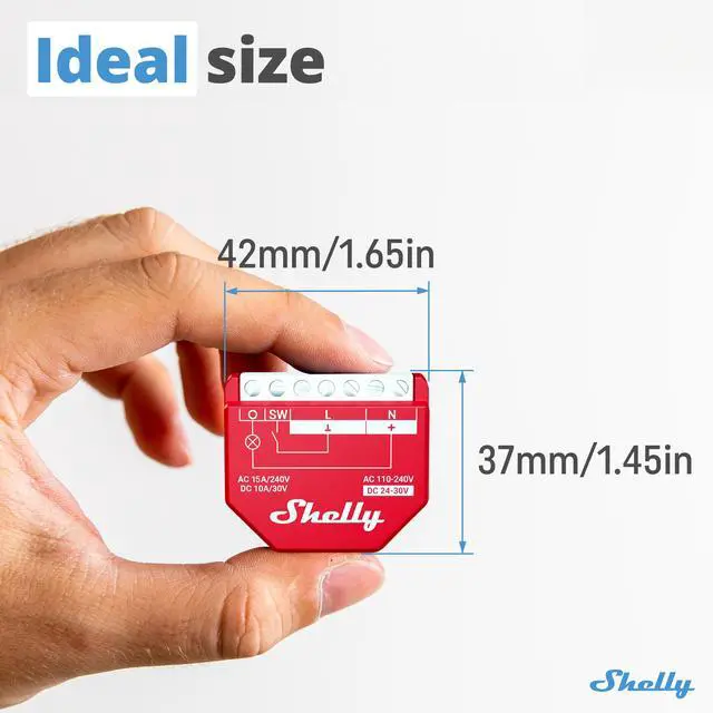 Alt view image 5 of 6 - Shelly Wave 1PM US LR UL | Z-Wave Long Range Smart Switch Relay, 1-Channel 15A with Power Metering | Compatible with iOS & Android App | Home Automation