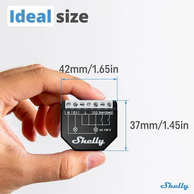 Alt view image 5 of 7 - Shelly Wave 2PM LR UL | Z-Wave Long Range Smart Switch Relay, 2-Channel 16 A with Power Metering | Compatible with iOS & Android App | Home Automation