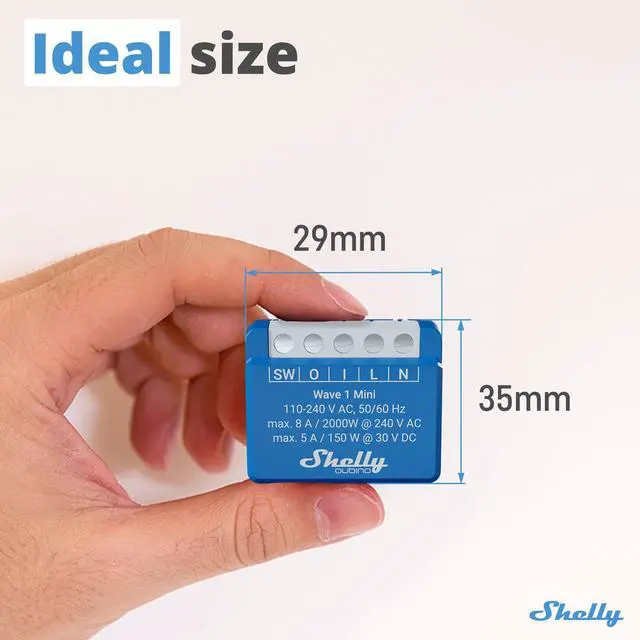 Alt view image 6 of 7 - Shelly Wave 1 Mini US LR | Z-Wave Long Range Smart Switch | 8 A | Potential-Free Contacts | Smart Scenes | Home Automation