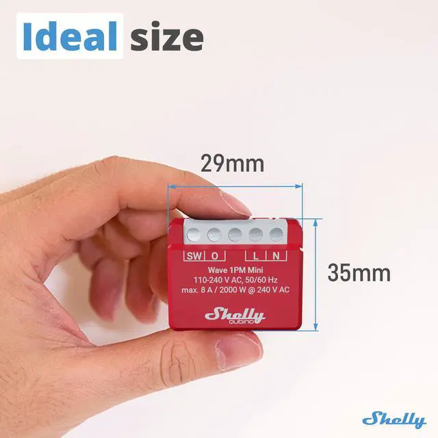 Alt view image 6 of 7 - Shelly Wave 1PM Mini LR | Z-Wave Long Range Smart Switch | Power Monitoring | 8 A | Easy Setup | Home Automation