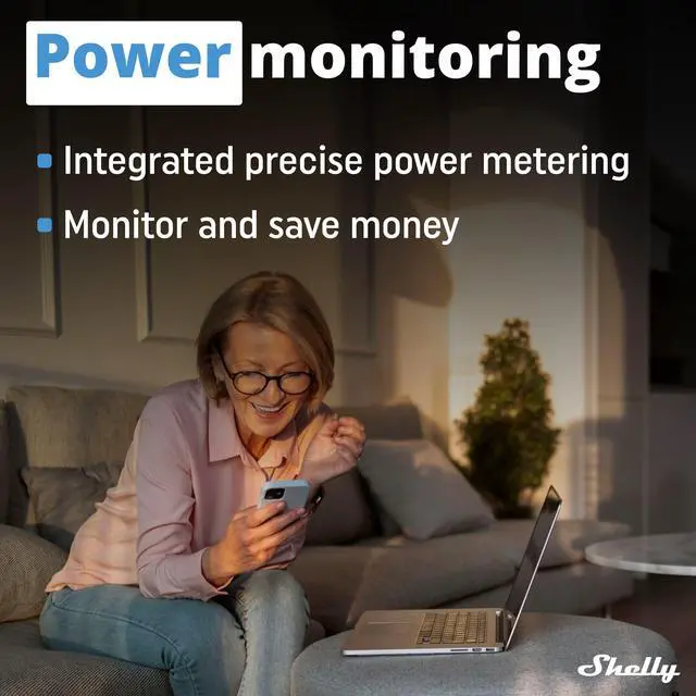 Alt view image 3 of 7 - Shelly Wave 1PM Mini LR | Z-Wave Long Range Smart Switch | Power Monitoring | 8 A | Easy Setup | Home Automation