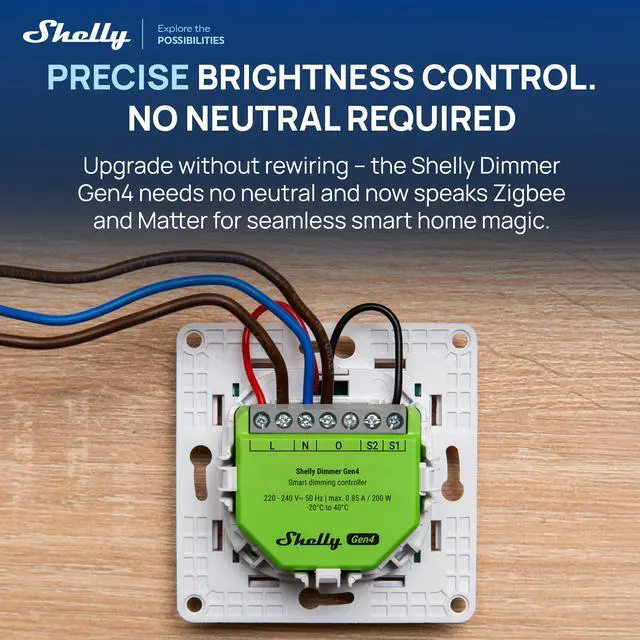 Alt view image 2 of 7 - Shelly Dimmer Gen4 US |Smart Dimming Controller | No neutral wire needed | Compatible with Alexa, Google Home, Smart Things