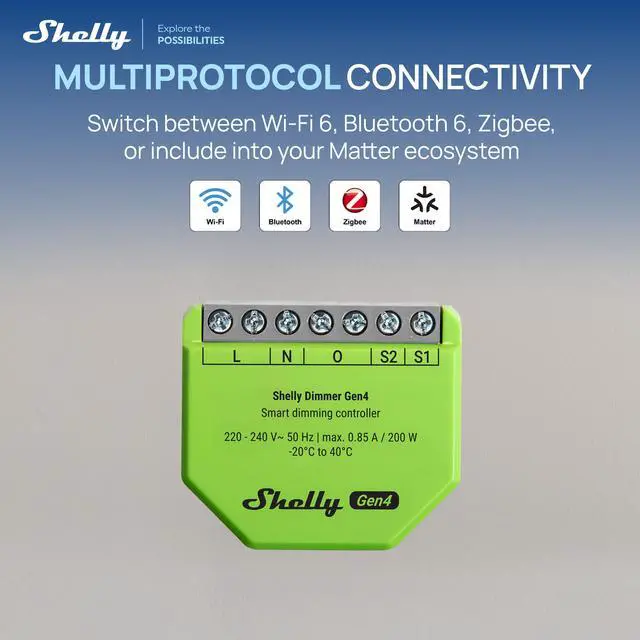 Alt view image 4 of 7 - Shelly Dimmer Gen4 US |Smart Dimming Controller | No neutral wire needed | Compatible with Alexa, Google Home, Smart Things