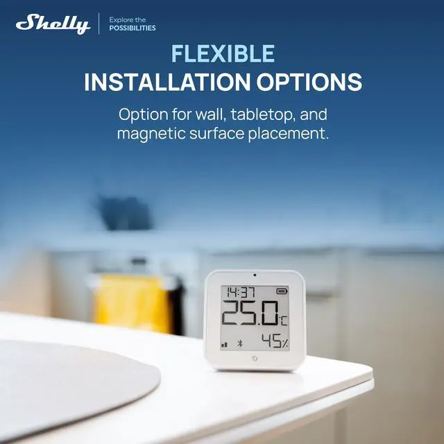 Alt view image 5 of 7 - Shelly BLU H&T Display ZB White, Bluetooth & Zigbee Operated Temperature & Humidity Levels Sensor, E-Paper Display, Home Assistant, Alexa, Google Home, Real-Time Monitoring, Long-Life Battery