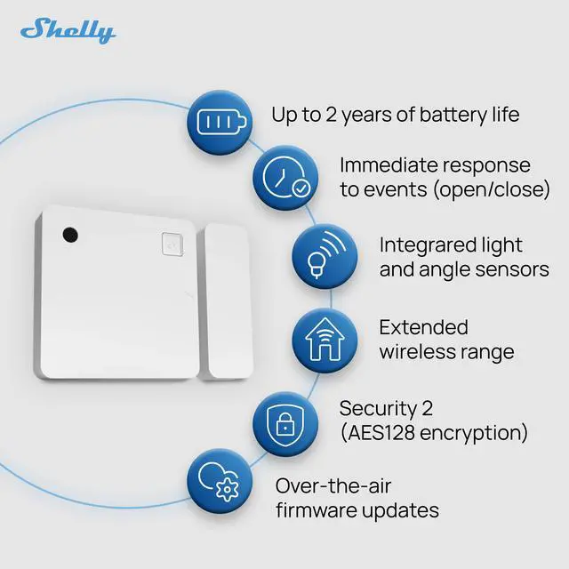 Alt view image 3 of 6 - Shelly Wave Door/Window White, Z-Wave Long Range Operated Sensor, Home Automation, Compatible with Alexa, Google Home, SmartThings & Home Assistant, Bulletproof Security, Lux & Tilt Angle Measurement