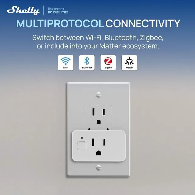Alt view image 2 of 7 - Shelly Plug US Gen4 (White) Smart Home Plug | Wi-Fi, Bluetooth & ZigBee Plug | Matter & Apple HomeKit | 1800W | Energy Monitoring & Light Sensor- 4 pack