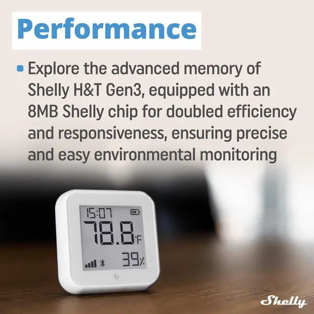 Alt view image 5 of 6 - Shelly H&T Gen3 White Wi-Fi Temperature & Humidity Sensor with E-Paper Display, USB-C Power Option, Bluetooth Setup