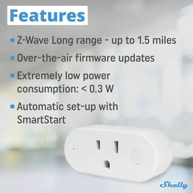 Alt view image 2 of 7 - Shelly Wave Plug US LR Z-Wave Smart Plug, 15A/1800W, Power Metering, Z-Wave Long Range, SmartStart, S2 Security, White