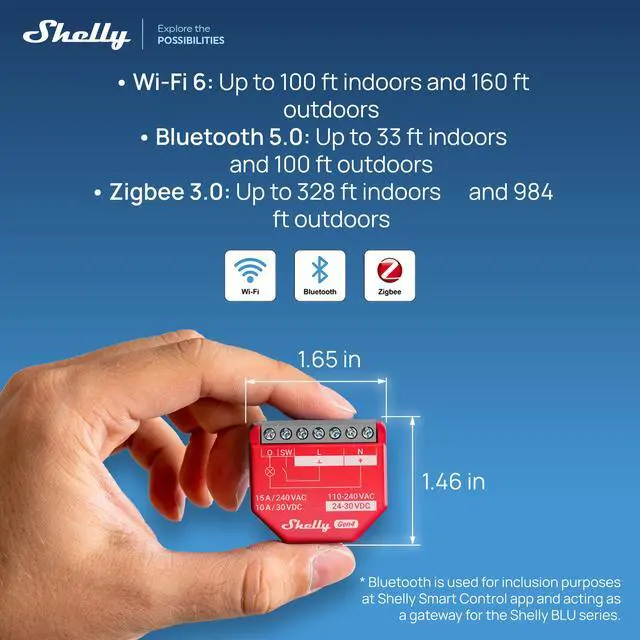Alt view image 4 of 7 - Shelly 1PM Gen4 UL, Wi-Fi, Zigbee, Matter Smart Relay Switch with Power Metering, 1-Channel 16A, Home Automation, Alexa, SmartThings, Google Home, Apple HomeKit Compatible, iOS Android App, No Hub