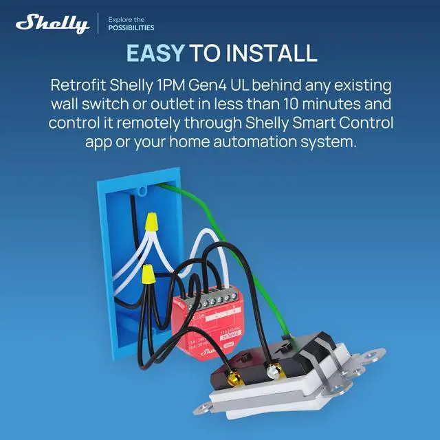 Alt view image 7 of 7 - Shelly 1PM Gen4 UL, Wi-Fi, Zigbee, Matter Smart Relay Switch with Power Metering, 1-Channel 16A, Home Automation, Alexa, SmartThings, Google Home, Apple HomeKit Compatible, No Hub- 2 pack