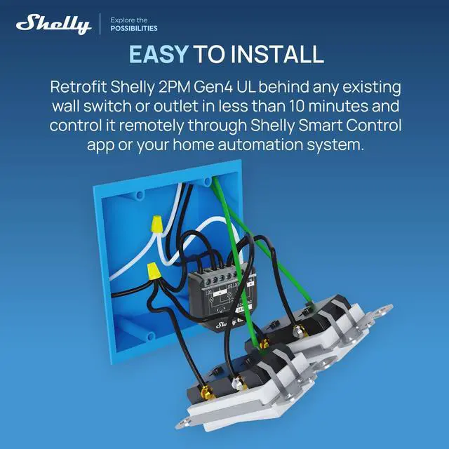 Alt view image 7 of 7 - Shelly 2PM Gen4 UL, Wi-Fi, Zigbee & Matter 2-Channel Smart Relay Switch with Power Metering, Home Automation, Alexa, SmartThings, Google Home, Apple HomeKit, Roller Shutters Control- 4 pack