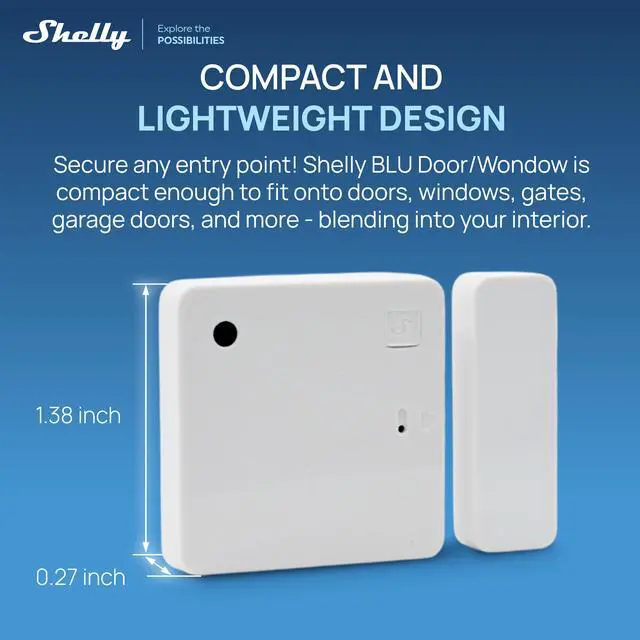 Alt view image 3 of 7 - Shelly BLU Door/Window ZB Smart Door & Window Sensor with Bluetooth 5.0, Zigbee 3.0, Tilt & Light Detection- White