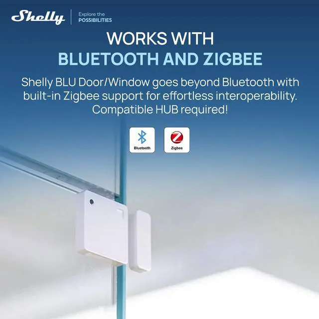 Alt view image 4 of 7 - Shelly BLU Door/Window ZB Smart Door & Window Sensor with Bluetooth 5.0, Zigbee 3.0, Tilt & Light Detection- White