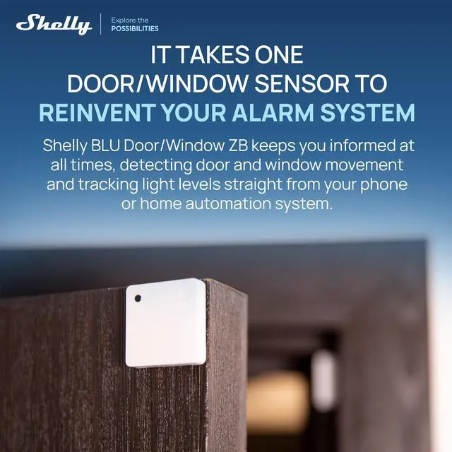 Alt view image 2 of 7 - Shelly BLU Door/Window ZB Smart Door & Window Sensor with Bluetooth 5.0, Zigbee 3.0, Tilt & Light Detection- White