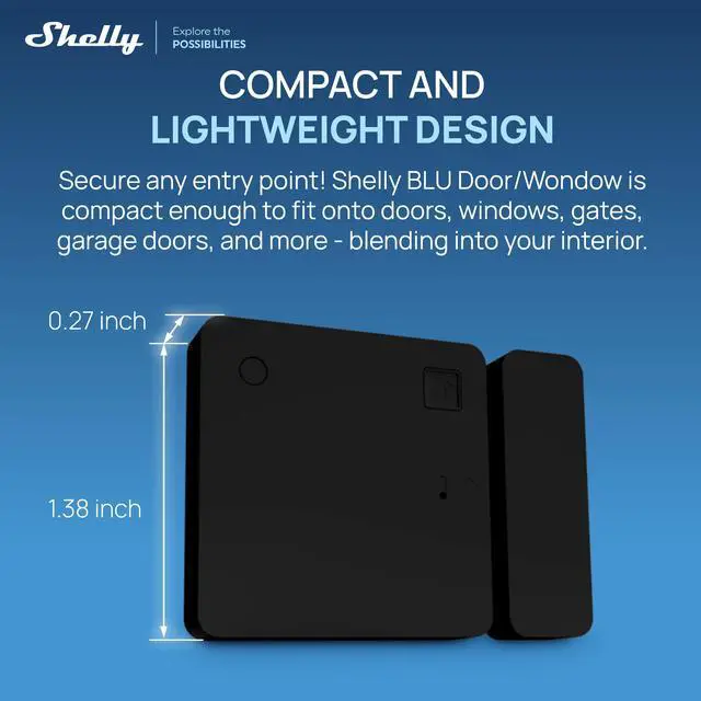 Alt view image 4 of 7 - Shelly BLU Door/Window ZB Smart Door & Window Sensor with Bluetooth 5.0, Zigbee 3.0, Tilt & Light Detection- Black