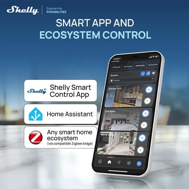 Alt view image 7 of 7 - Shelly BLU Door/Window ZB Smart Door & Window Sensor with Bluetooth 5.0, Zigbee 3.0, Tilt & Light Detection- Black