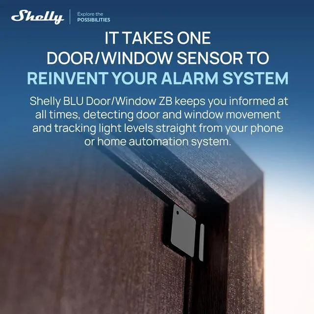 Alt view image 2 of 7 - Shelly BLU Door/Window ZB Smart Door & Window Sensor with Bluetooth 5.0, Zigbee 3.0, Tilt & Light Detection- Black