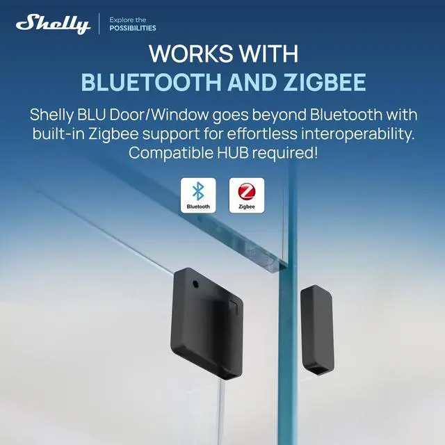 Alt view image 3 of 7 - Shelly BLU Door/Window ZB Smart Door & Window Sensor with Bluetooth 5.0, Zigbee 3.0, Tilt & Light Detection- Black