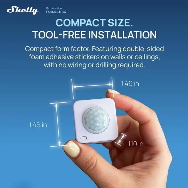 Alt view image 5 of 7 - Shelly BLU Motion ZB- PIR Motion & LUX Sensor, Zigbee 3.0, Bluetooth 5 LE, Long-lasting battery, Home Automation, Compatible with Google Home & Alexa