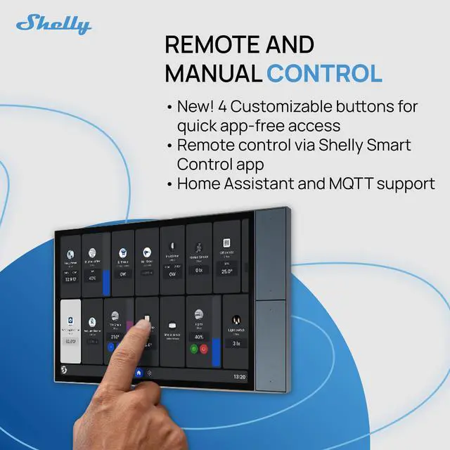 Alt view image 3 of 6 - Shelly Wall Display XL Silver 10.1" In-Wall Smart Home Control Panel, HD Touchscreen, Wi-Fi 6 Dual Band, Bluetooth 5.4, 5A Relay, 4 Custom Buttons, Speakers, Proximity & Lux Sensors