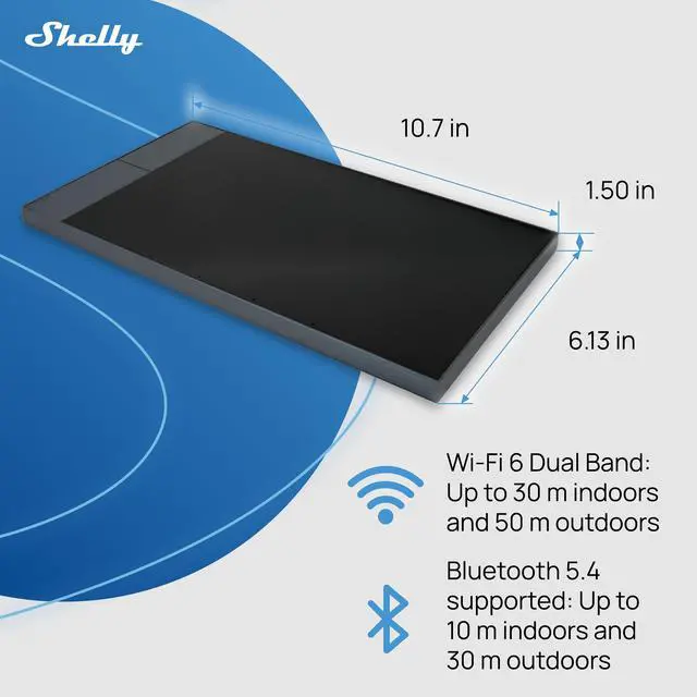Alt view image 5 of 6 - Shelly Wall Display XL Silver 10.1" In-Wall Smart Home Control Panel, HD Touchscreen, Wi-Fi 6 Dual Band, Bluetooth 5.4, 5A Relay, 4 Custom Buttons, Speakers, Proximity & Lux Sensors