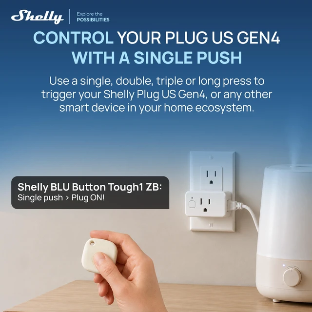Alt view image 3 of 7 - Shelly Starter Bundle- Smart Plug & Wireless Control Button Starter Kit. No Wiring, Renter Friendly, Home Assistant compatible