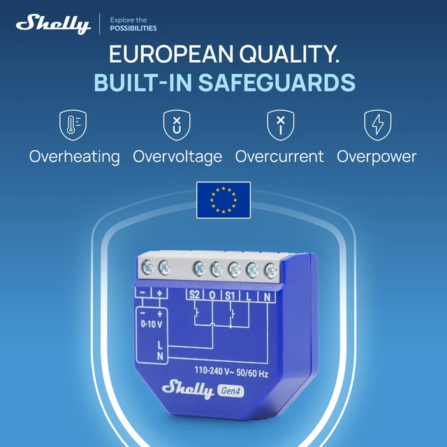 Alt view image 7 of 7 - Shelly Dimmer 0/1-10V PM Gen4 Smart 0-10V Dimmer with Power Monitoring, Wi-Fi, Zigbee, Bluetooth, Matter