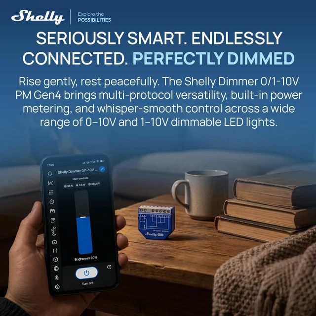 Alt view image 2 of 7 - Shelly Dimmer 0/1-10V PM Gen4 Smart 0-10V Dimmer with Power Monitoring, Wi-Fi, Zigbee, Bluetooth, Matter