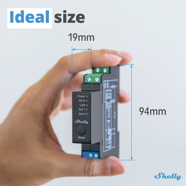 Alt view image 2 of 7 - Shelly Pro 2PM UL-Certified 2-Channel DIN Rail Smart Relay, 2x16A, 25A Total, Power Metering, Wi-Fi, LAN, Bluetooth, KNXnet/IP