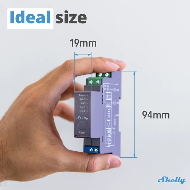 Alt view image 2 of 7 - Shelly Pro 2 UL-Certified 2-Channel DIN Rail Smart Relay, 2x16A, 25A Total, Wi-Fi, LAN, Bluetooth, Dry Contacts, KNXnet/IP