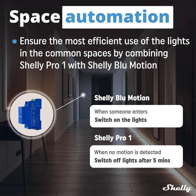 Alt view image 3 of 5 - Shelly Pro 1 UL-Certified Smart Relay Switch with Wi-Fi, LAN and Bluetooth, 16A - Blue