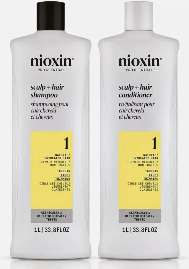 Main image of Nioxin System 1 Shampoo & Conditioner Prepack, Natural Hair with Light Thinning, 33.8 fl oz (Packaging May Vary)