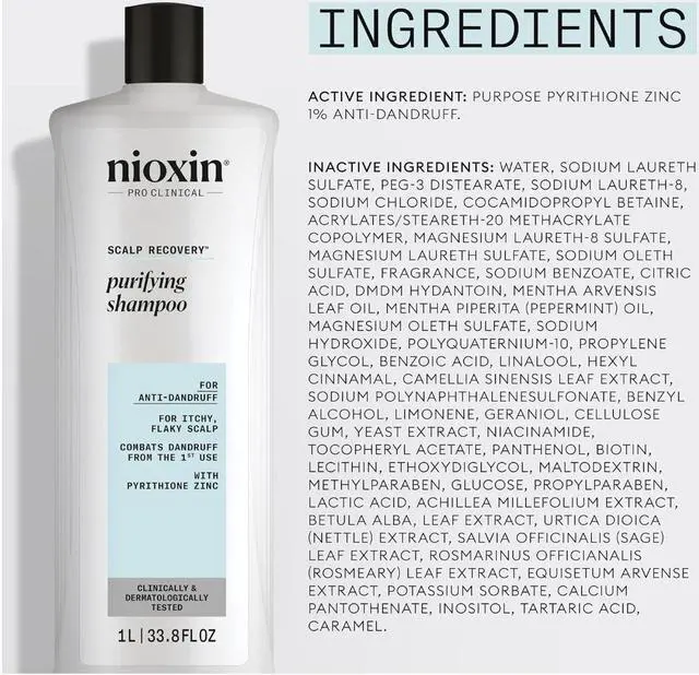 Alt view image 3 of 3 - Nioxin Scalp Recovery Purifying Shampoo  for Dandruff and Itchy Scalp, 33.8 fl oz