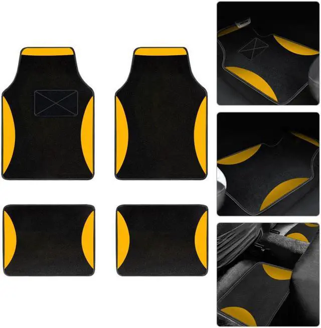 Alt view image 7 of 7 - Rugs Line Carpet Car Floor Mats Universal for Car Truck SUV Van sedans ,Fit All-Weather Waterproof Cargo Liners,4pcs Yellow