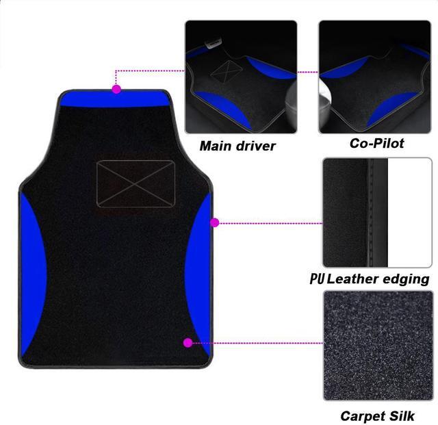 Alt view image 6 of 7 - Rugs Line Carpet Car Floor Mats Universal for Car Truck SUV Van sedans ,Fit All-Weather Waterproof Cargo Liners,4pcs Blue