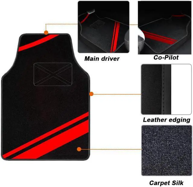 Alt view image 6 of 7 - Premium Carpet Automotive Floor Mat Universal fits Most Car SUV Truck Driver Heel Pad ,Fit All-Weather Waterproof Cargo Liners,,4pcs