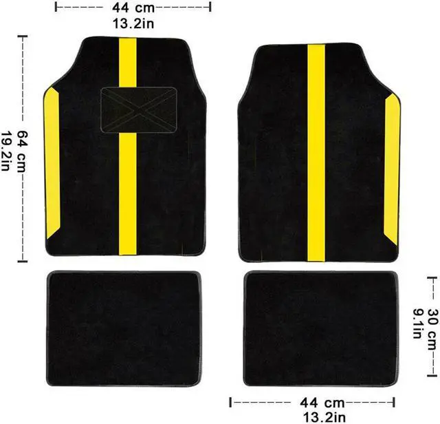 Alt view image 2 of 7 - Universal Automotive Floor Mats fits Most Cars, SUV, and Trucks, Colorful Outline Design Full Set Floor Liners, 4pcs Yellow