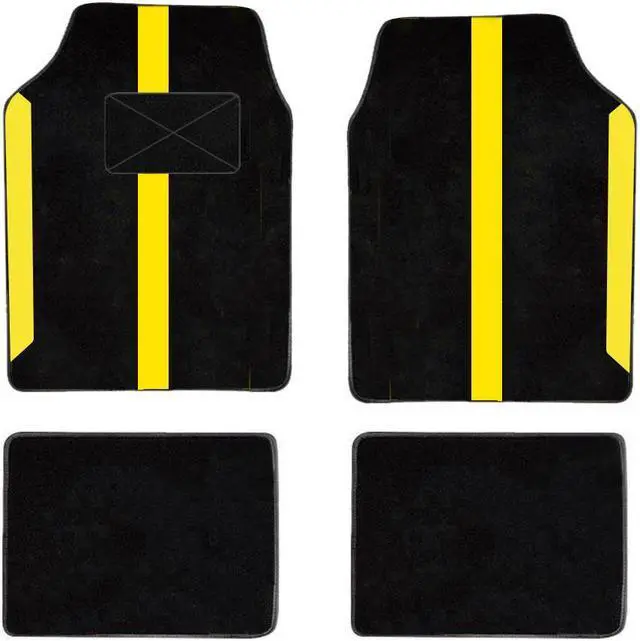 Main image of Universal Automotive Floor Mats fits Most Cars, SUV, and Trucks, Colorful Outline Design Full Set Floor Liners, 4pcs Yellow