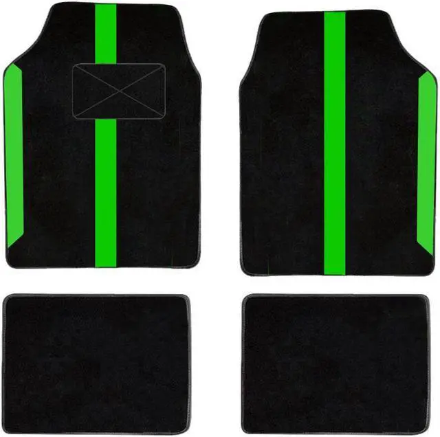 Main image of Universal Automotive Floor Mats fits Most Cars, SUV, and Trucks, Colorful Outline Design Full Set Floor Liners, 4pcs Green